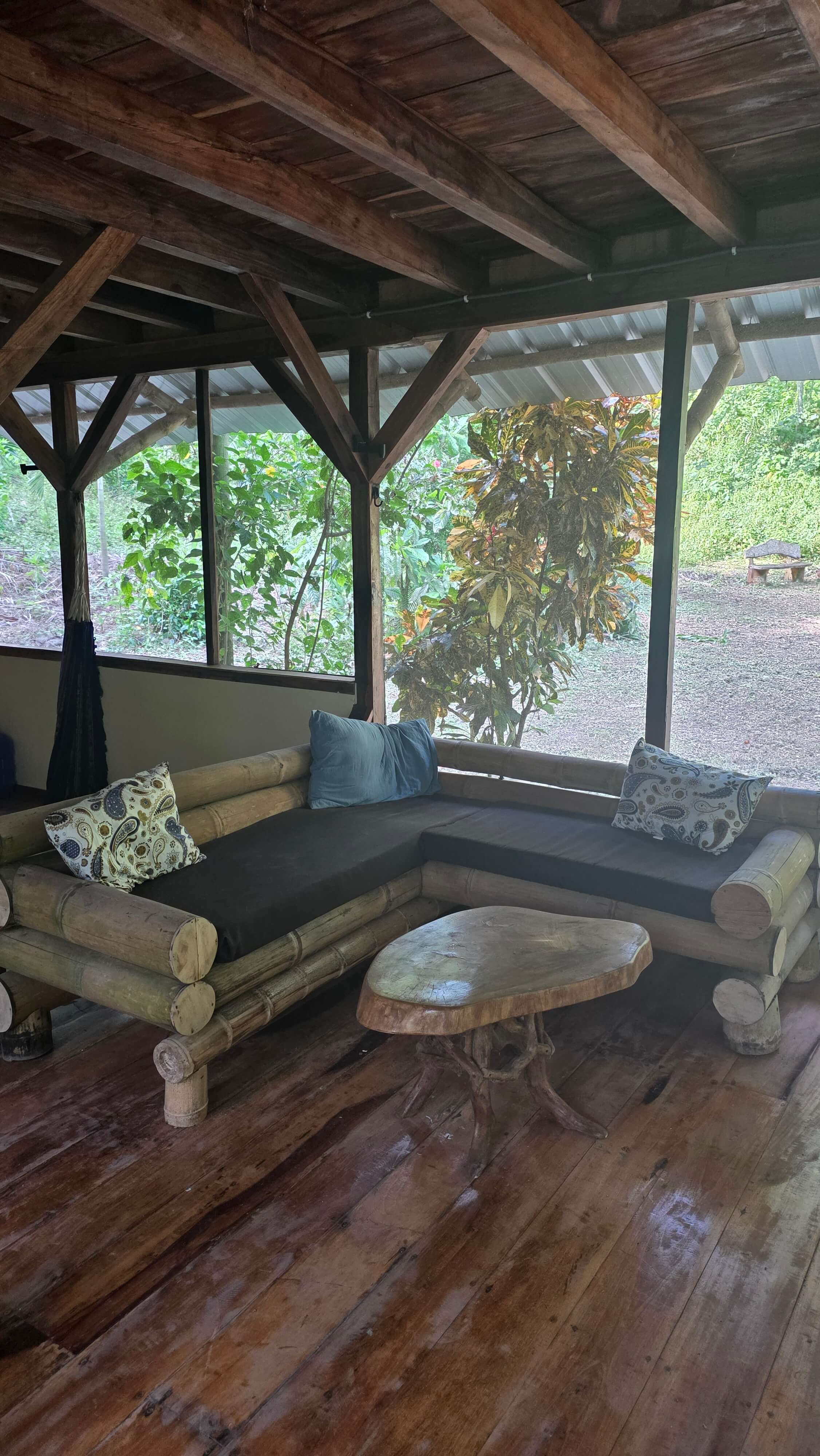 Cabin living space at Finca LunaSoul